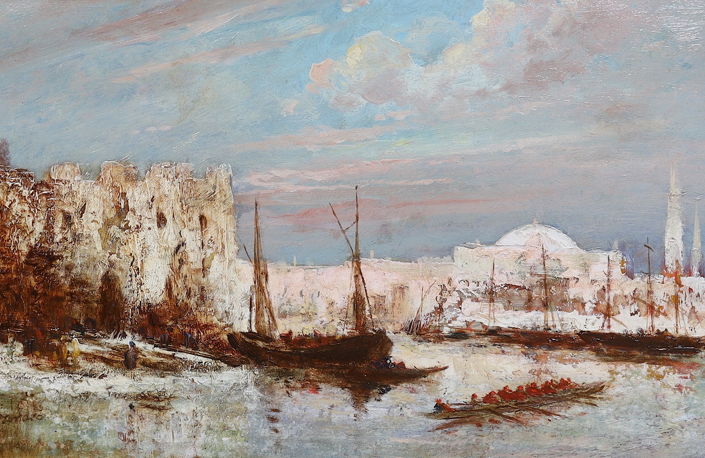 Faustino Zonaro (1913-), View of Istanbul, oil on canvas, 34 x 52cm